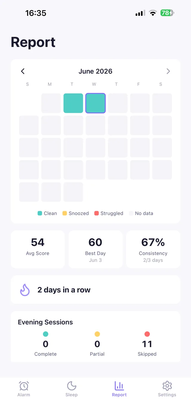 OwlRoutine's sleep analytics — see your nights at a glance