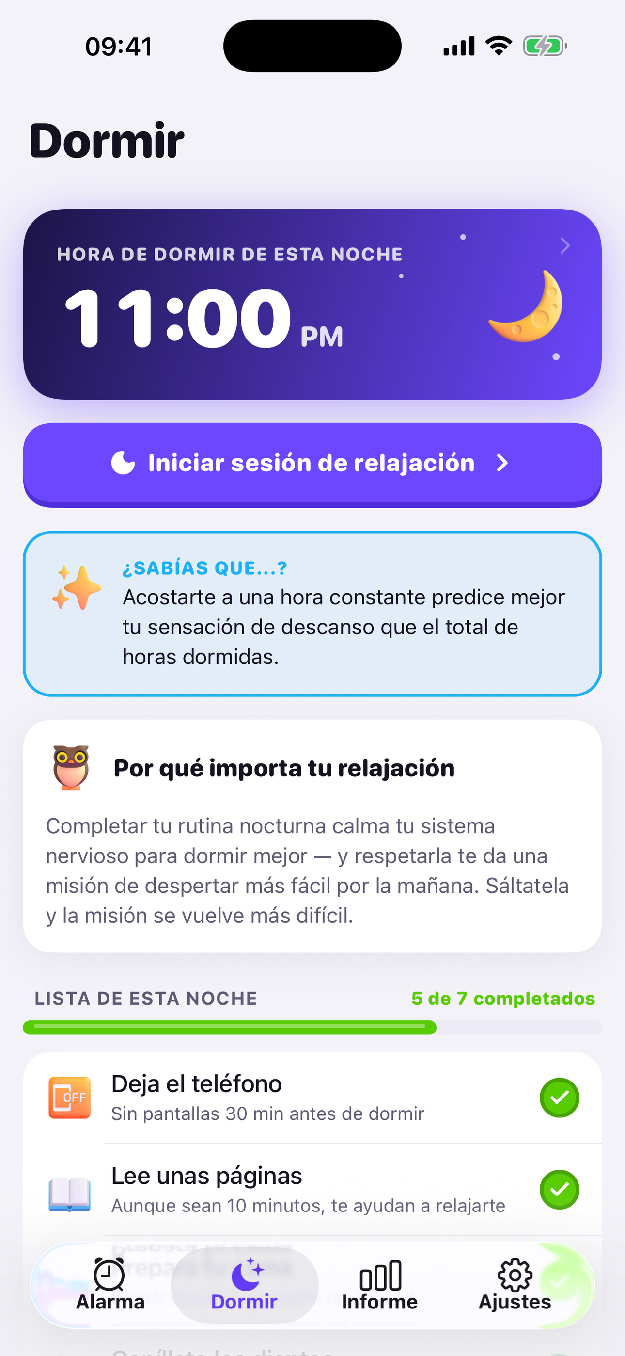Tu hora de dormir y tu checklist nocturno