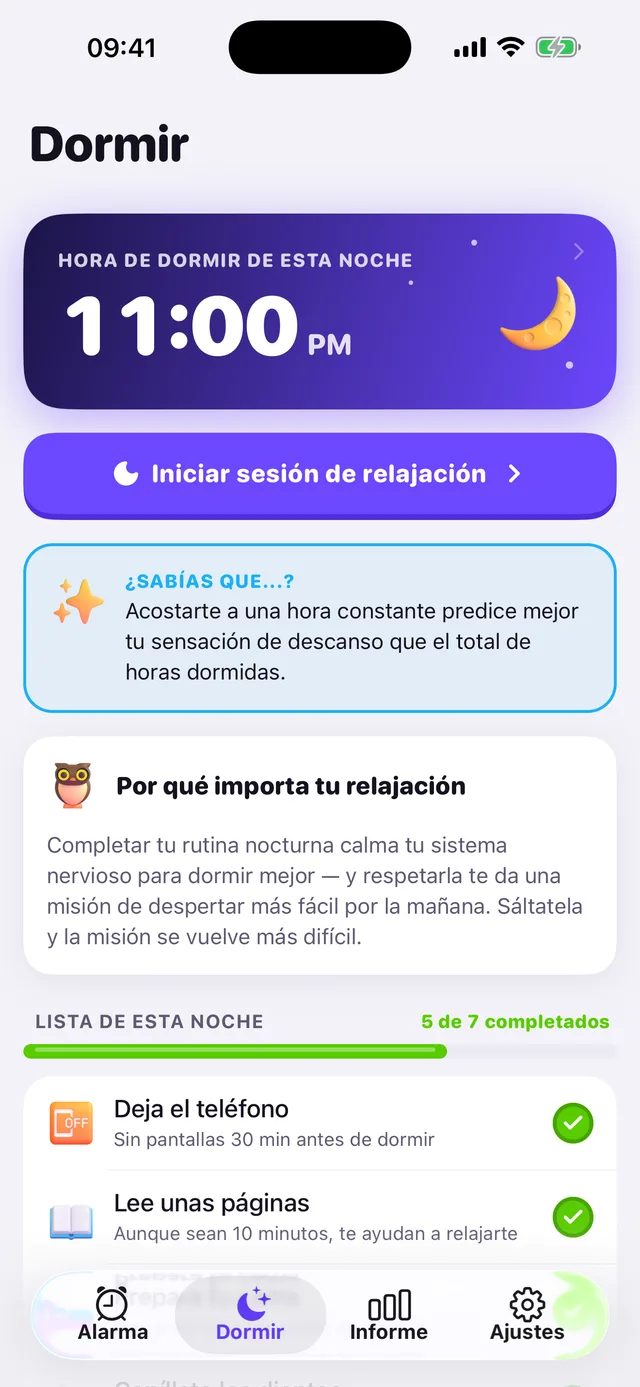 Lista de relajación nocturna guiada de OwlRoutine
